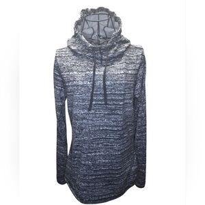 Nike Women's Black and Gray Patterned Hoodie